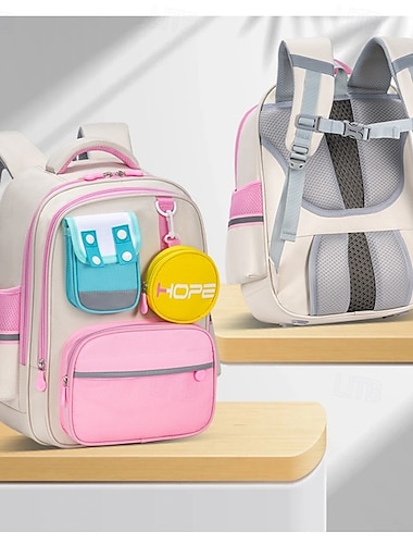  Bambini Ragazzi Ragazze Zaino Zaino Funzionale Scuola Quotidiano Nylon Regolabile Grande Capacità Impermeabile Cerniera Grigio verde Rosa Blu