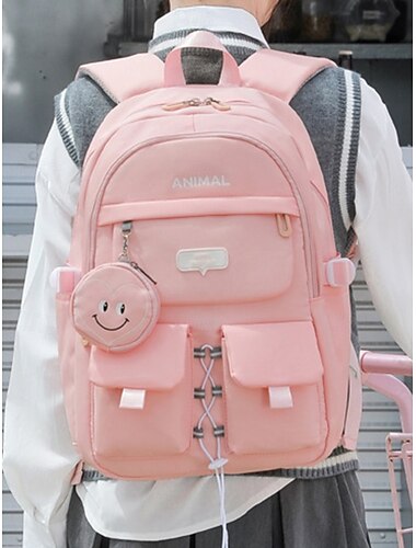  Voor heren Dames rugzak Schooltas Schoolrugzak boekentas School Dagelijks Effen Kleur Polyesteri Oxfordstof Kangas Grote capaciteit waterdicht Lichtgewicht Hanger Rits Zwart Blozend Roze blauw