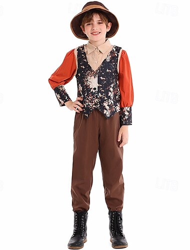  おとぎ話 村の少年 開拓 コスプレ衣装 セット ストーリーブックの登場人物 コスプレ 映画コスプレ for 男の子 子供用 ハロウィーン カーニバル 世界本の日 性能 教育的なドレスアップ 学校行事のドレスアップ