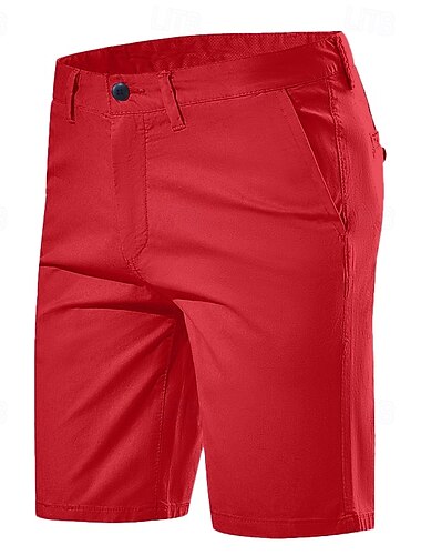  Homens Calção Shorts Chino Bermudas Bolsos Tecido Conforto Respirável Ao ar livre Diário Para Noite Moda Casual Amarelo Vermelho