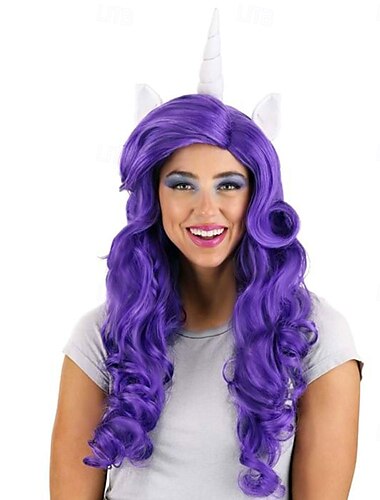  perucă pentru costumul My Little Pony Rarity, peruci de Halloween pentru cosplay și petrecere