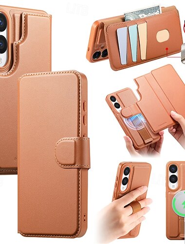  telefon Etui Til Samsung Galaxy S25 S25 Plus S25 Ultra S24 Ultra S24 Plus S24 Magnetisk adsorptionsetui Tegnebogskortetui Flip cover Med stativ Aftageligt Understøtter trådløs opladning Kontor