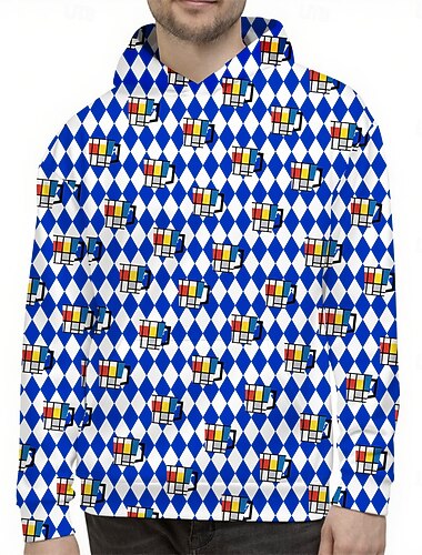  Oktoberfest Birra Pretzel Felpa con cappuccio Maglione bavarese Monaco Tedesco Grafico Per Per uomo Adulti Carnevale Birra Oktoberfest Stampa 3D Feste Casual Quotidiano