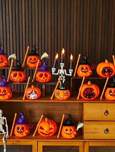  バーやKTVの夜の装飾に使えるカボチャランタン付きハロウィン秋飾り、子供用のライトアップジャックオーランタンハンドヘルドランタン、不気味なハロウィンパーティーの装飾