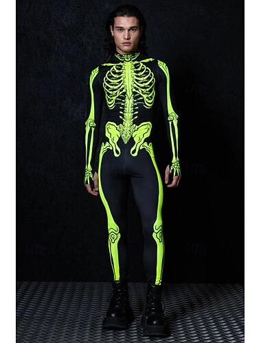  schedel skelet bodysuit halloween groep koppels kostuums full body catsuit griezelig kostuum mannen vrouwen jongens kinderen volwassenen optreden feest club halloween carnaval dag van de doden