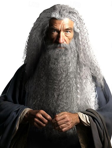  barba e parrucca da mago grigio - divertente accessorio per il costume di Halloween da Padre Tempo per adulti