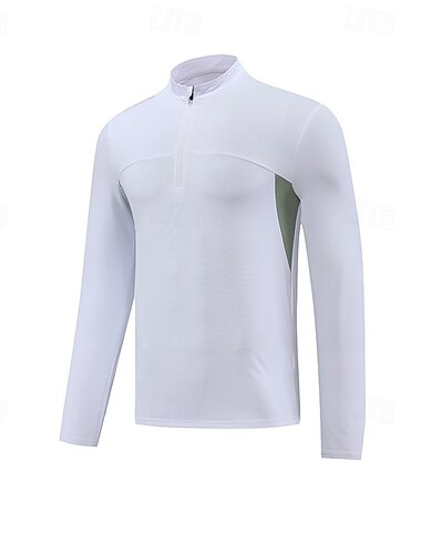  Herre Performance skjorte Sport-T-shirt Langærmet Høj krave Toppe Udendørs Hurtigtørrende Svedreducerende lugtdæmpende Åndbart Polyester Hvid Blå Himmelblå Fiskeri Tennis Atletik