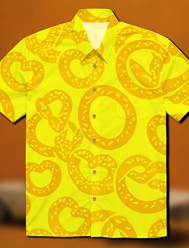  Oktoberfest Pretzel Camicie Hawaii Camicia Aloha bavarese Monaco Tedesco Grafico Per Per uomo Adulti Carnevale Birra Oktoberfest Stampa 3D Vacanza Feste