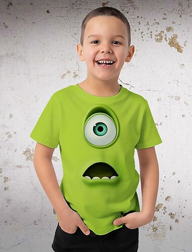  Ragazzi 3D Cartoni animati Maglietta Manica Corta Estate Primavera Moda Essenziale Bambini 4-12 Anni Girocollo All'aperto Casuale Quotidiano Vestibilità regolare