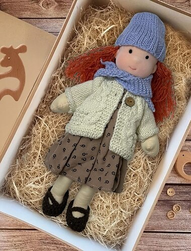  Handmade Waldorf Doll Baby Girl with Clothes Sets - 11.8 Inch Soft Plush Doll for Toddlers Ideal Christmas Gift for Kids