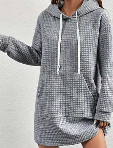  Femmes Sweat à capuche Uni Streetwear Occasionnel Confortable manche longue À capuche Hauts Réguliers Rue Fête Sortir Avec Poches Noir Café Gris Automne