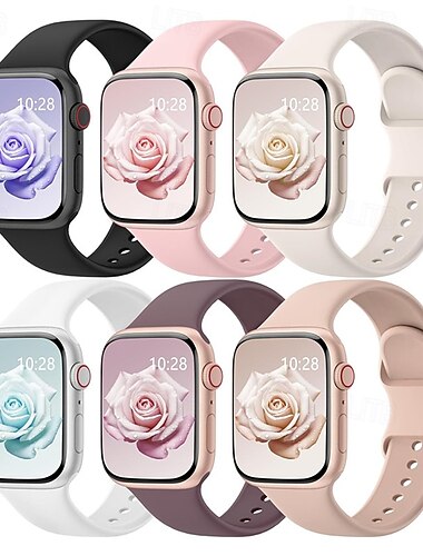  ６個入り スポーツバンド と互換性があります Apple Watch ウォッチバンド 38mm 40mm 41mm 42mm 44mm 45mm 49mm キュート シリコーン 交換用時計バンド のために iwatch Ultra 2 Series 9 8 7 SE 6 5 4 3 2 1