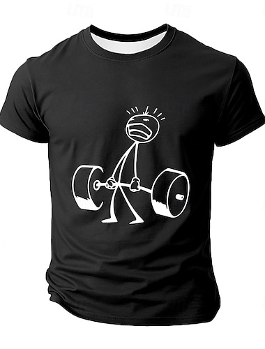  T-shirt graphique drôle pour hommes avec figure de stick en haltérophilie T-shirt de gym à manches courtes pour fitness