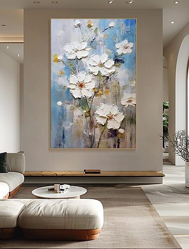  peintures à l'huile faites à la main décoration murale peinture abstraite au couteau peinte à la main fleurs pour la décoration intérieure cadre tendu peinture suspendue/toile roulée (sans cadre)