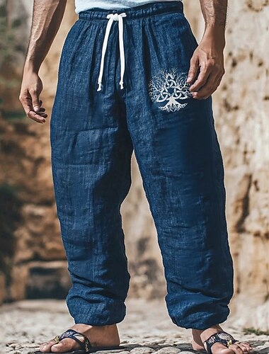  Per uomo Pantaloni Pantaloni casual Tasca Elastico in vita Coulisse Albero Comodità Sport all'Aperto Quotidiano Moda Casual Verde militare Blu scuro Micro-elastico