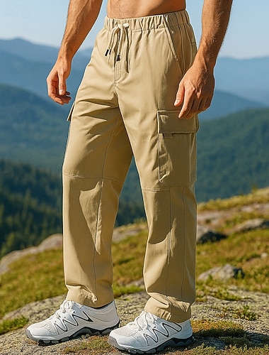  Муж. Брюки карго Штаны для туризма и прогулок На открытом воздухе Стандартный Водонепроницаемость С защитой от ветра Нижняя часть Кулиска Карман Черный Хаки Отдых и Туризм Бег S M L XL XXL