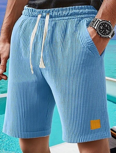  Per uomo Shorts Pantaloncini Estivi Pantaloncini casual Pantaloncini di velluto a coste Tasca Elastico in vita Coulisse Semplice Comodità Traspirante Corto All'aperto Vacanza Canotta sportiva Casual