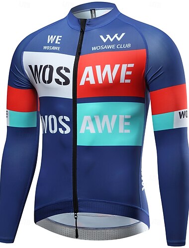  Wosawe Frühling/Sommer Herren Radsport Langarm Schnelltrocknend Atmungsaktiv Bedrucktes Top Rennradtrikot Jacke BD270