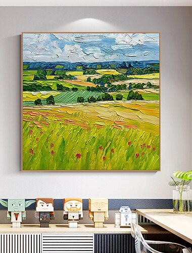  Mintura handgefertigte strukturierte Landschaftsölgemälde auf Leinwand, Wandkunst, Dekoration, modernes abstraktes Bild für die Inneneinrichtung, gerolltes, rahmenloses, ungedehntes Gemälde
