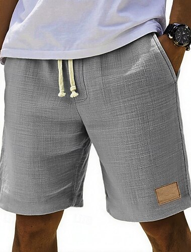  Herre Shorts Sommershorts Strandshorts Lomme Elastisk midje Snorer عادي Komfort Pustende Kort Feriereise Ferie Strand Hawaiisk Bohem Svart Hvit