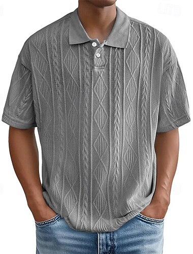  Per uomo Maglia da golf Polo da Golf Lavoro Casuale Bavero Manica Corta Essenziale Moderno Semplice Bottoni Jacquard Estate Primavera Vestibilità regolare Aalbicocca Nero Bianco Vino Blu Viola Maglia
