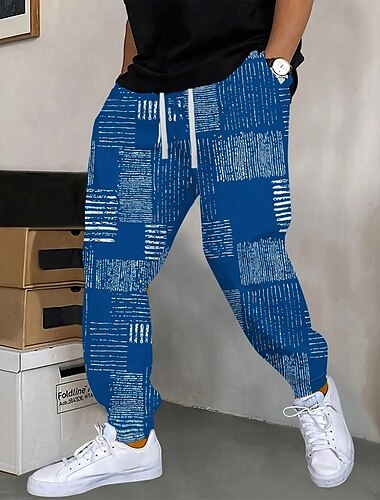  Homens Estampado Cashemere Bloco de cor Calças Esportivas Corredor Calças Cintura Média Cintura elástica com cordão Étnico Casual Corrida Streetwear Dar certo Calça de moletom esportiva com bolsos