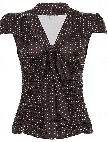  Retro Vintage Anos 50 Rockabilly Blusa / Camisa Poá Mulheres Férias Casual / Diário Adulto Blusa Primavera Verão