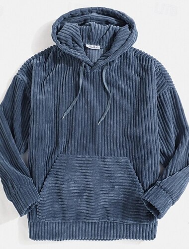  Per uomo Felpa con cappuccio Velluto a coste Blu marino Blu Cammello Arancione Marrone Con Cappuccio Semplice Testurizzato Sport & Outdoor Casuale Quotidiano Streetwear Cool Abbigliamento Sportivo