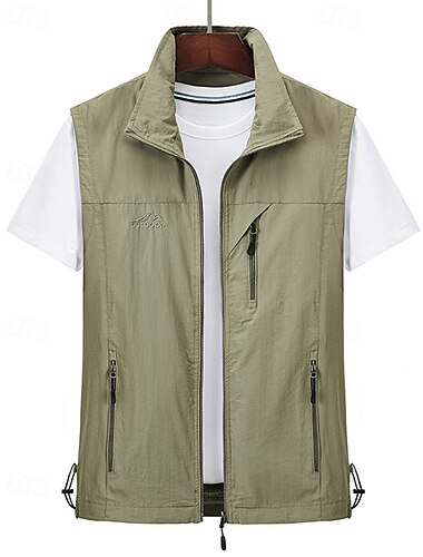  Hombre Chaleco de pesca Chaleco para senderismo Sin Mangas Chaleco Al aire libre Impermeable Resistente al Viento Cremallera Bolsillo Nailon Negro Verde Ejército Rojo Caza Pesca Escalada