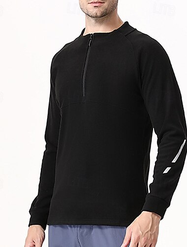  Herre Fleece-sweatshirt Kvart lynlås sweatshirt Langærmet Rund hals Toppe Udendørs Hold Varm Vinter Polyester Mørkegrå Sort Blå Tennis Golf Løb