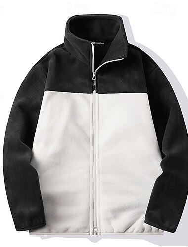  Herre Fleece-jakke Vinterfrakk Termisk jakke Utendørs Termisk Varm Turantrekk Turklær Vinter Høst Topper Camping / fotturer / grotting Løp Lapper Svart Rød Grønn