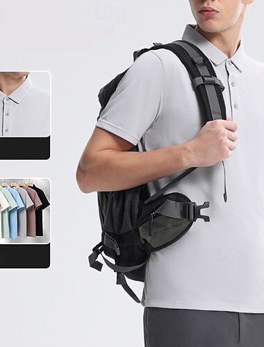  Herre Performance skjorte Sport-T-shirt Kortærmet Aftæpning Toppe Udendørs Hurtigtørrende Letvægt Svedreducerende Åndbart Polyester Mørk Lyserød Sort Hvid Tennis Golf Løb