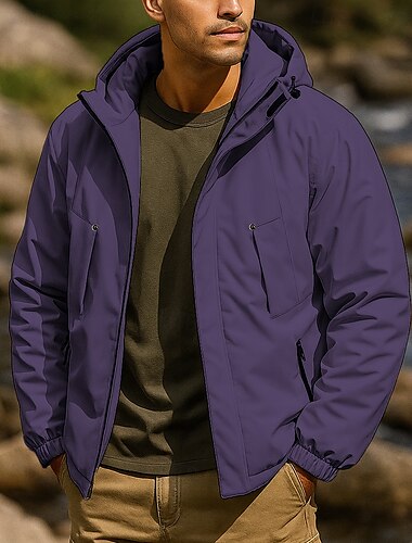  Men's Softshell Jacket Hiking Jacket Winter Jacket Winter Outdoor Thermal Warm Waterproof Windproof Lightweight Top Black Purple Khaki