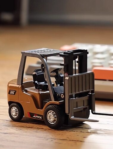  Carrello elevatore giocattolo RC 1/64, mini carrello elevatore telecomandato a 7 canali e 2 modalità con batteria ricaricabile, forca di sollevamento trasformabile 2 in 1 &gancio con luci &suoni per
