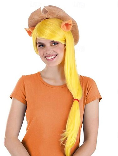  Perucă My Little Pony Applejack pentru adulți, peruci de Halloween pentru cosplay și petrecere