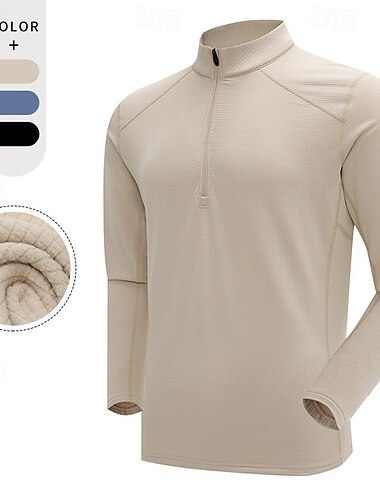  Herre Fleece-sweatshirt Kvart lynlås sweatshirt Langærmet Høj krave Toppe Udendørs Hold Varm Vinter Polyester Sort Blå Abrikos Fiskeri Tennis Løb