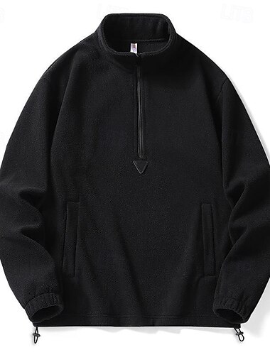  Herren Fleece-Sweatshirt Wanderspitze Thermo-Sweatshirt Langarm Stehkragen Oberteil Außen Thermowarm Winter Polyester Schwarz Khaki Grau Training Laufen