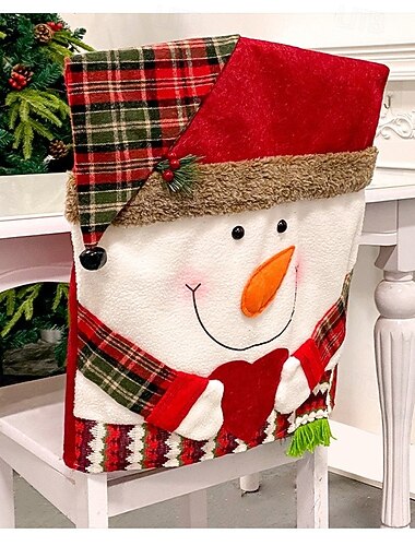 Funda para silla navideña, decoración navideña, gorro de peluche para silla, adorno de estilo europeo para el hogar, funda para taburete de comedor, accesorio festivo de temporada para fiestas