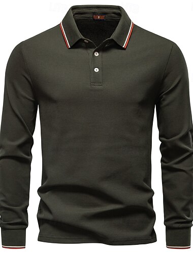  Per uomo Polo Lavoro Affari Collo ripiegato Manica Lunga Tempo libero Confortevole Semplice Blocco di colore Puro Tutte le stagioni Vestibilità regolare Rosso rubino Nero Bianco Blu marino scuro