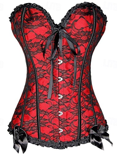  Rococò Punk & Gotico Vittoriano Corsetto Corsetto Overbust Ragazza gotica Pizzo Floreale Costume Per donna Halloween Carnevale Performance Feste Adulti Corsetto