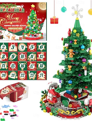  karácsonyfa építőkocka adventi naptár led lámpával, karácsonyi ajándékdoboz visszaszámláló naptár, 24 napos építőkocka gyerekeknek, kreatív ajándékok felnőtteknek, tinédzser lányoknak
