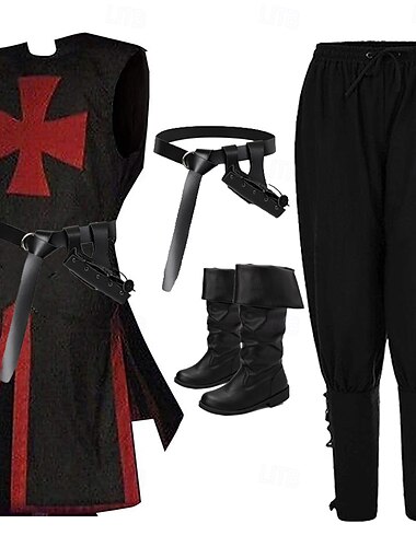  Retro vintage Middeleeuws 17e eeuw Broeken Laarzen Ceintuur Ridder Viking Kruisvaarder Kostuum Voor heren Viking Fantasie Maskerade Feest / Uitgaan Volwassenen Turnpakje / Onesie Broeken Riem
