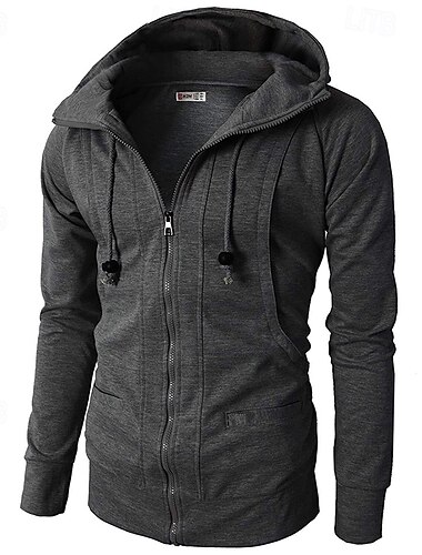  Per uomo Felpa con cappuccio Felpa con cappuccio a zip intera Felpa con cappuccio in pile Rosso bordeaux Nero Verde militare Blu marino Cachi Con Cappuccio Semplice Patchwork Sport & Outdoor Casuale