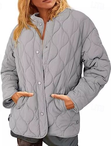  Γυναικεία Casual Jacket Διατηρείτε Ζεστό Άνετο Τσέπη Κουμπιά Καθημερινό Σκέτο Εξόδου Σαββατοκύριακο Φερμουάρ Κανονικό Λαιμόκοψη Κανονικό Μακρυμάνικο Εξωτερικά ενδύματα Μαύρο Κρασί Καφέ
