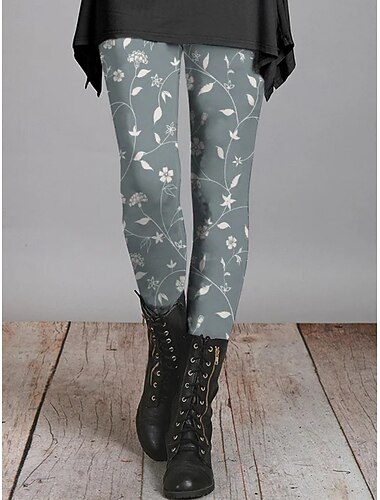  Per donna Pantaloni Leggings Leggings comodi Streetwear Casual Lunghezza intera Vita Alta Foglia Elastico in vita Stampato Traspirabilità Confortevole Elasticizzato Vacanza Streetwear Abbigliamento
