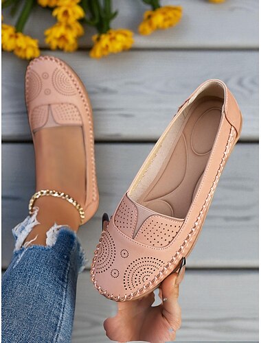  Damen-Slipper mit Lasercut-Details – lässige flache Mokassins für das tägliche Gehen und Autofahren