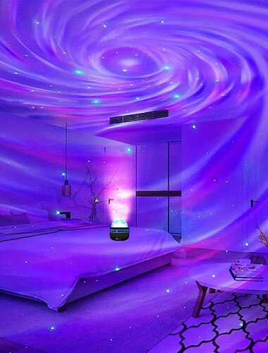  1 luce di proiezione del cielo stellato da 10 cm, luce d'atmosfera con effetto speciale xuan aurora con increspature sull'acqua, luce notturna romantica per la testata del letto della camera da letto,