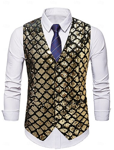  Retrò Vintage Anni Ruggenti Anni 1920 Gilet Gentiluomo Gangster Paillettes Paillettes Costume Per uomo Costume di Carnevale Natale Halloween Carnevale Cocktail party Festa a Tema Addio al Nubilato