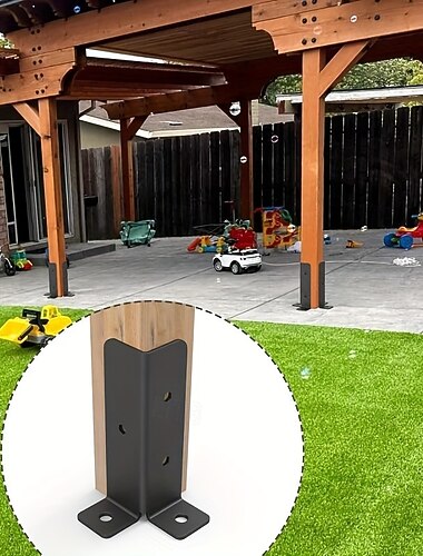  Justerbart ankerbrakettsett for terrassestolper for 1,5x1,5-2x2-2x4-4x4 stolper, tung metallstøtte, tregjerde og lysthus