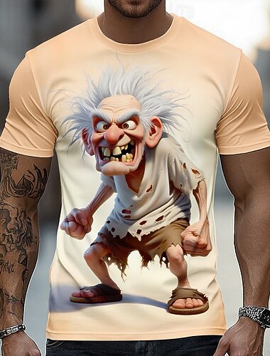  Pánské Komiks 3D Tričko Krátký rukáv tričko 3D tisk Tričkový Košile Přehnaný Designové Párty Denní Dovolená Khaki Léto Jaro Celý rok Oblečení S M L XL XXL XXXL